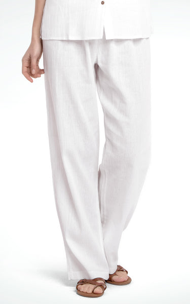 J & Ce Women's Gauze Cotton Beach Pants with Pockets (White, XL) –  BocoLearningLLC