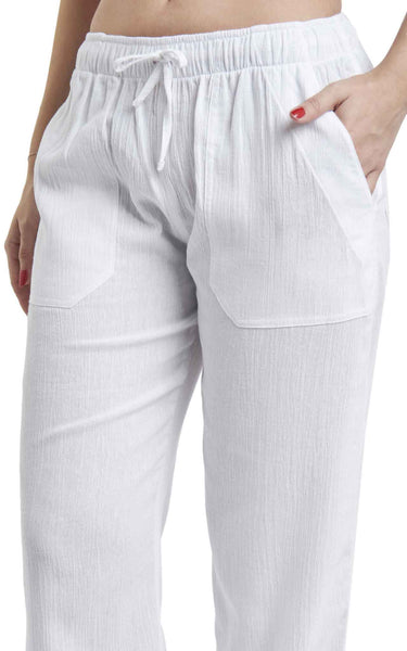 White by Nature Women's 100% Cotton Gauze Beach & Pajama Pants White Size  XL NWT
