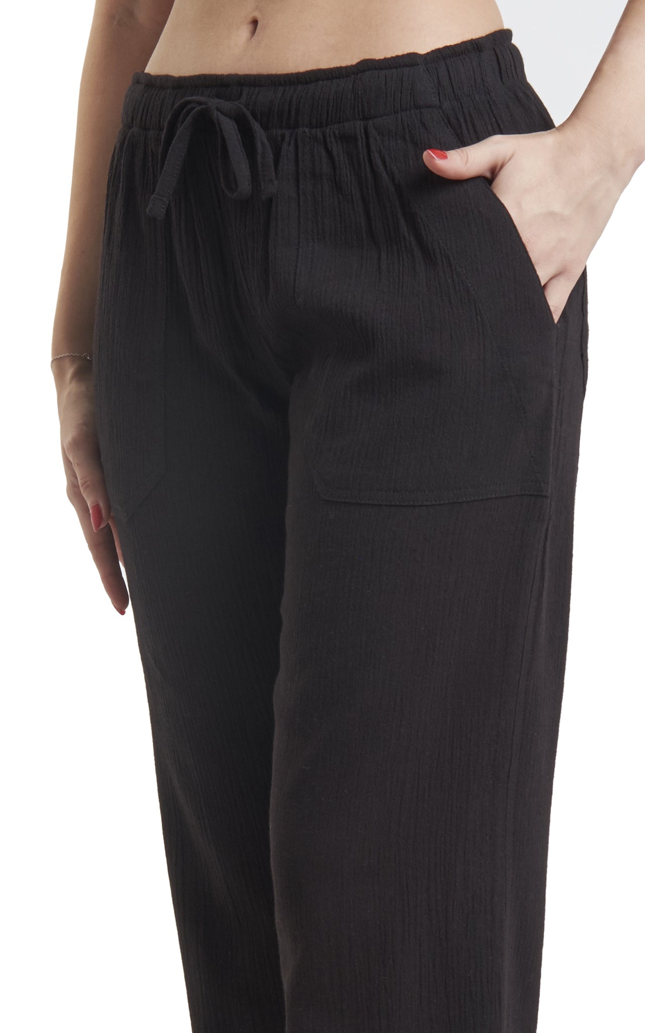 J & Ce Women's Cotton Gauze Capri Beach Pants with Pockets : :  Clothing, Shoes & Accessories