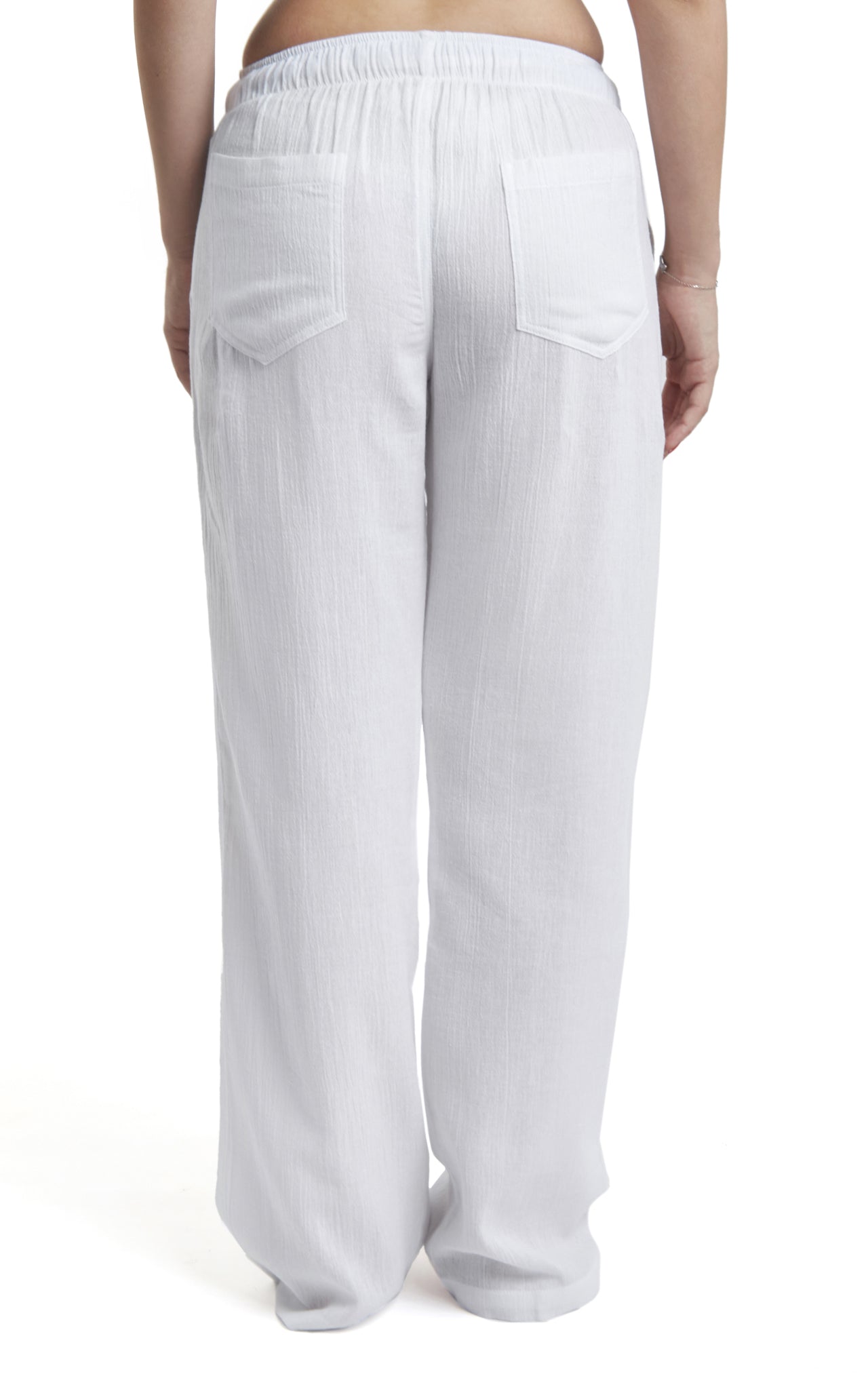 Women's White Cotton Beach Pants & Wide Leg Lounge Pants